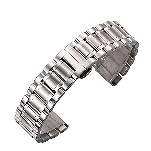ADovz Armband Herren Damen Uhrenarmband Armband Armband Edelstahlarmband 18mm 20mm 22mm 23mm 24mm Armband (Color : 24mm_Silver) von ADovz