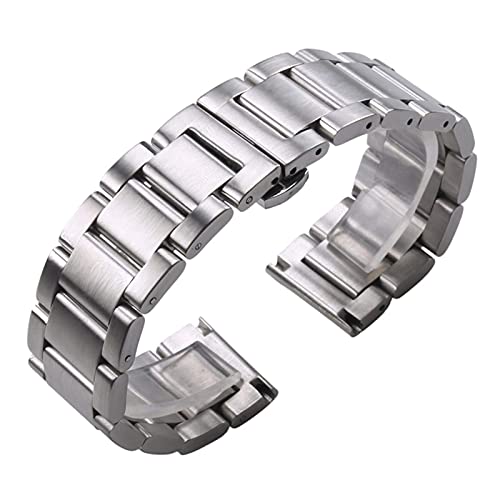 ADovz Armband Massives 316L-Edelstahl-Uhrenarmband, silberfarben, 18 mm, 20 mm, 21 mm, 22 mm, 23 mm, 24 mm, Metall-Uhrenarmband, Armbanduhr (Color : 18mm_All Brushed) von ADovz