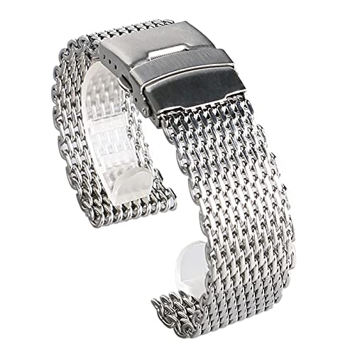 ADovz Armband Uhrenarmbänder, 18 mm, 20 mm, 22 mm, 24 mm, luxuriöses Edelstahl-Armbanduhrarmband, Mesh, modisch, silberfarbene Uhren, Ersatz-Armbanduhr, Armband-Ersatz (Color : 20mm_A) von ADovz