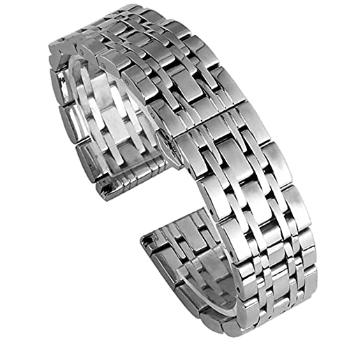 ADovz Armband Uhrenarmband, 12 mm, 14 mm, 16 mm, 18 mm, 20 mm, 22 mm, massiver Edelstahl, Verschluss, for Herren und Damen, poliertes Ersatz-Metallarmband (Color : 12mm_Silver) von ADovz