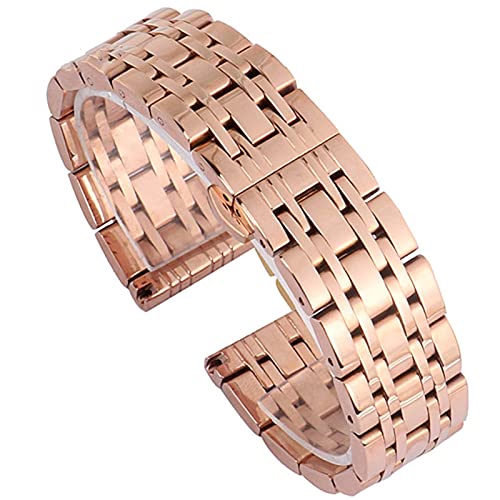 ADovz Armband Uhrenarmband, 12 mm, 14 mm, 16 mm, 18 mm, 20 mm, 22 mm, massiver Edelstahl, Verschluss, for Herren und Damen, poliertes Ersatz-Metallarmband (Color : 16mm_Gold) von ADovz