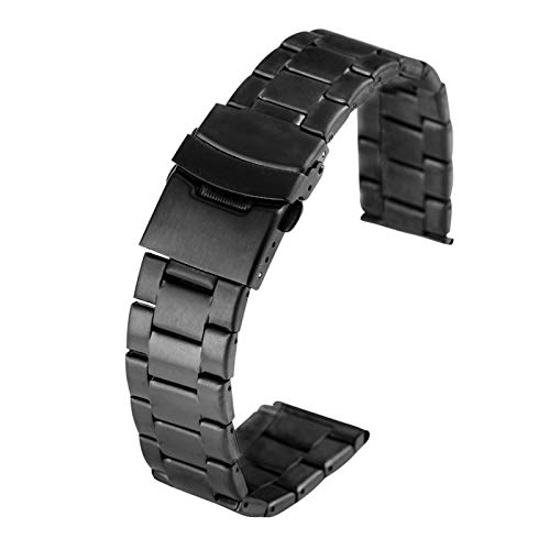 ADovz Armband Uhrenarmband, 20 mm, 22 mm, schwarzer Edelstahl-Uhrengürtel, Premium-Armband for Herren und Damen, Armband mit Fester Schnalle (Color : BlackOne_20mm) von ADovz