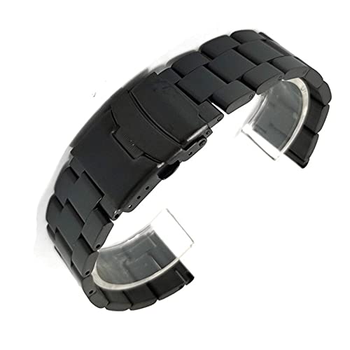 ADovz Armband Uhrenarmband, 20 mm 22 mm, massives Edelstahlband, Metall-Faltarmband, Herren-Armbanduhr, Zubehör, Armband (Color : 22mm_Black) von ADovz