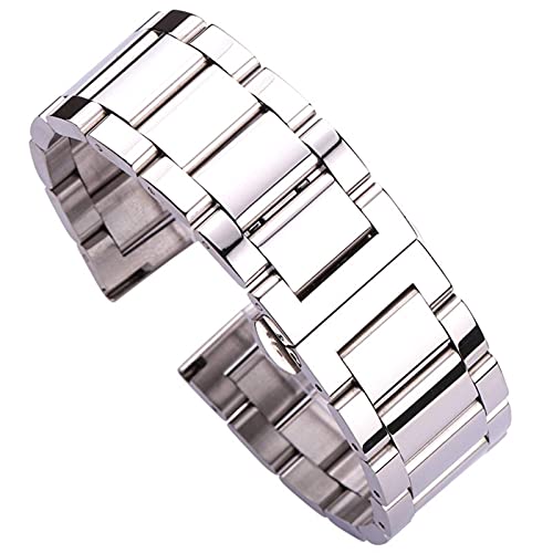 ADovz Armband Uhrenarmband Uhrenarmband 316l Edelstahl Blau Silber Damen Herren Metallarmband Gerade Endglieder 18 20 21 22mm 23mm 24mm (Color : All Polished_18mm) von ADovz