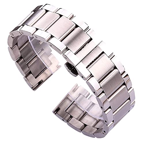 ADovz Armband Uhrenarmband Uhrenarmband 316l Edelstahl Blau Silber Damen Herren Metallarmband Gerade Endglieder 18 20 21 22mm 23mm 24mm (Color : Middle Brushed_18mm) von ADovz