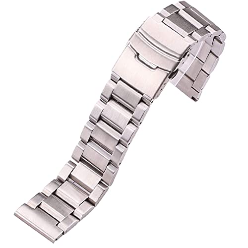 Armband Uhrenarmband, Edelstahlarmband, 18 mm, 20 mm, 22 mm, 24 mm, gebürstetes Metallarmband, Uhrenersatz, Zubehör, Armband (Color : 22mm_Silver) von ADovz