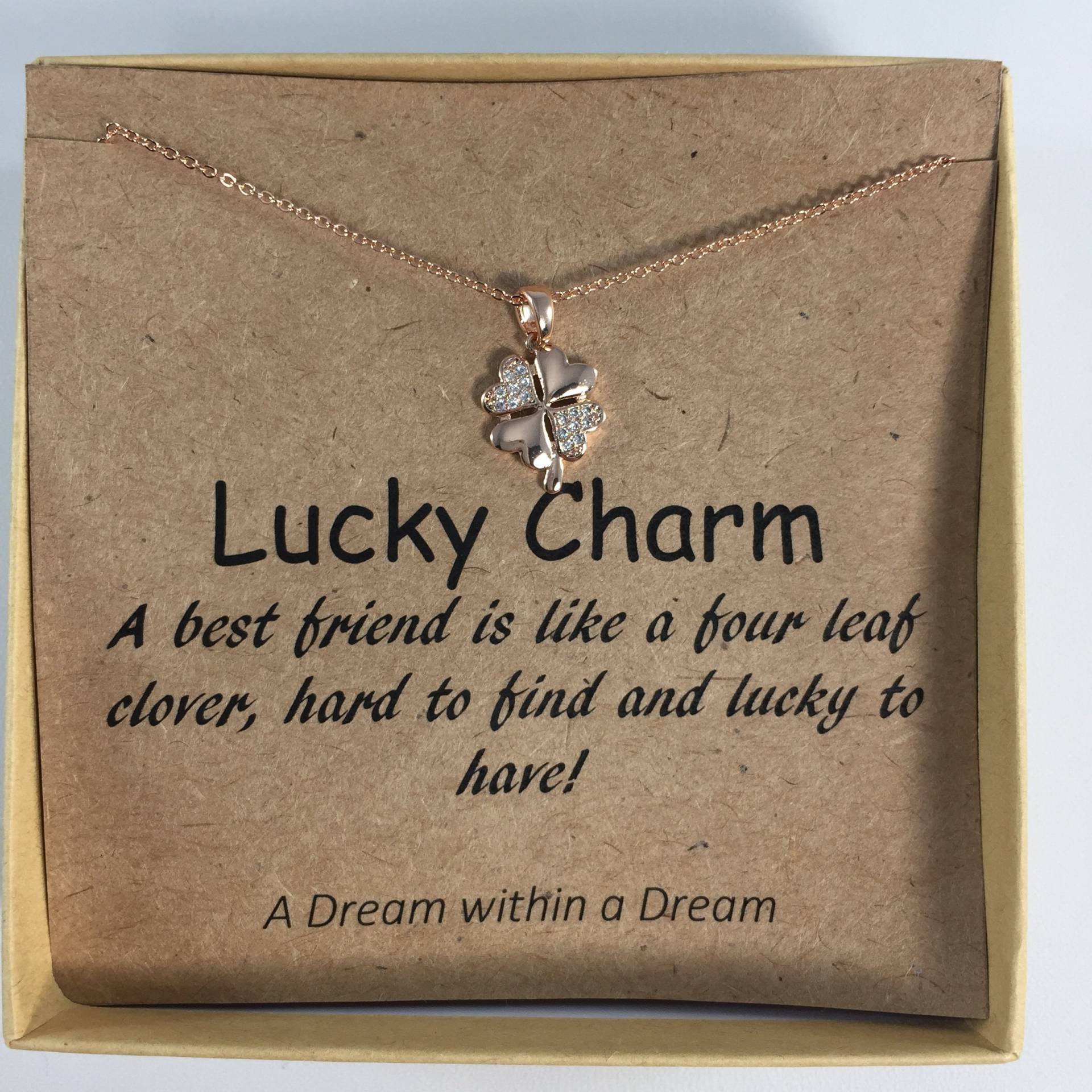 Edelstein Halskette, Zirkonia, Vierblättrige Klee Halskette, Glücksbringer Zierliche Blumen Mädchen Geschenk, Weihnachtsgeschenk von ADreamWithinaDreamCo