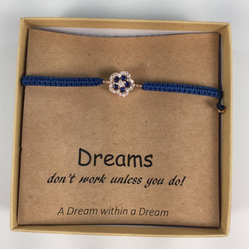 Evil Eye, Tear Drop, Blumenarmband, Charm, Runder Böser Blick, Cz, Zierlicher Schmuck, Kordel Armband, Verstellbares Makramee Knotenverschluss von ADreamWithinaDreamCo