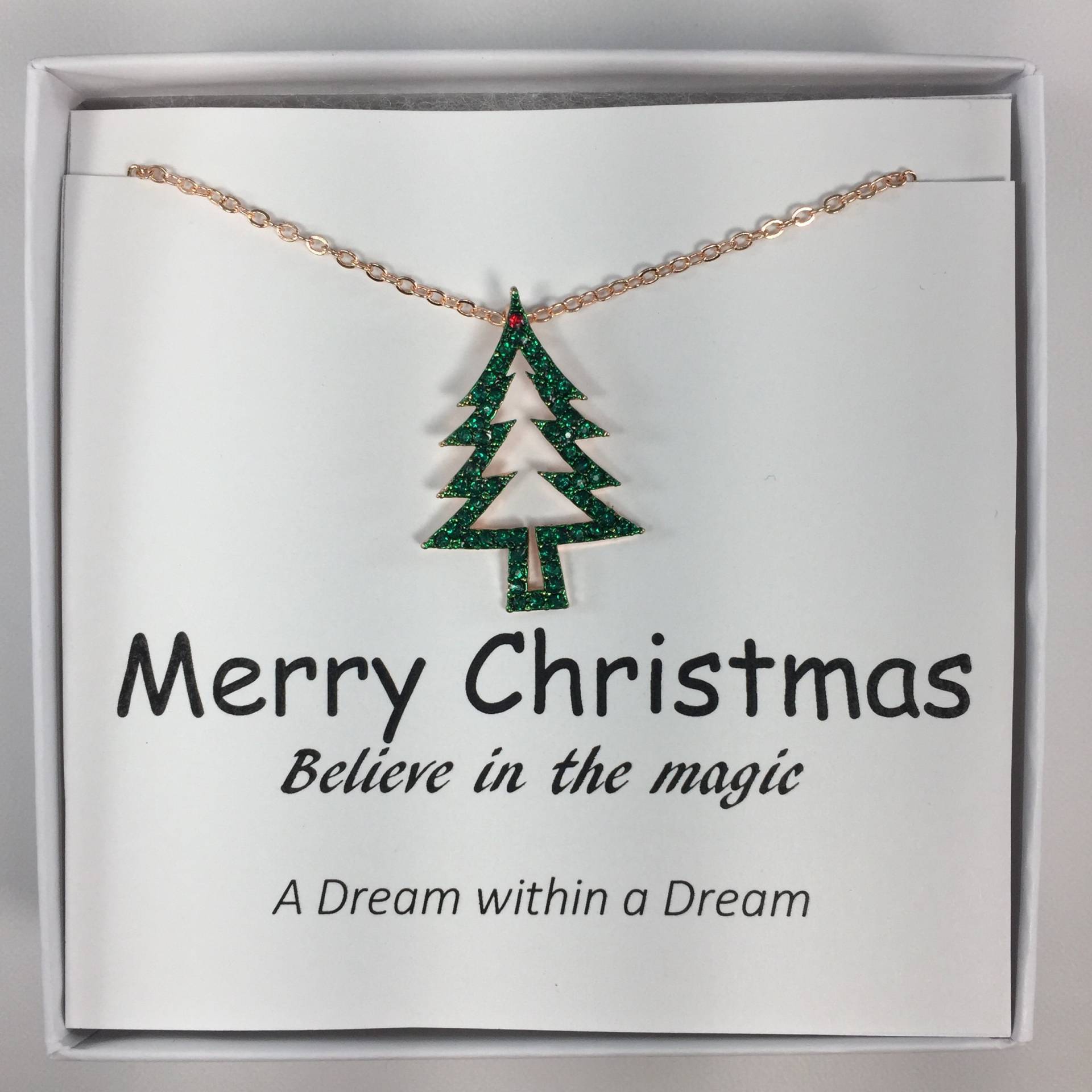 Rotgold, Elegante Weihnachten, Weihnachtsbaum Kette, Grün Weihnachtsbaum, Weihnachtsfarben, Weihnachtsgeschenk von ADreamWithinaDreamCo