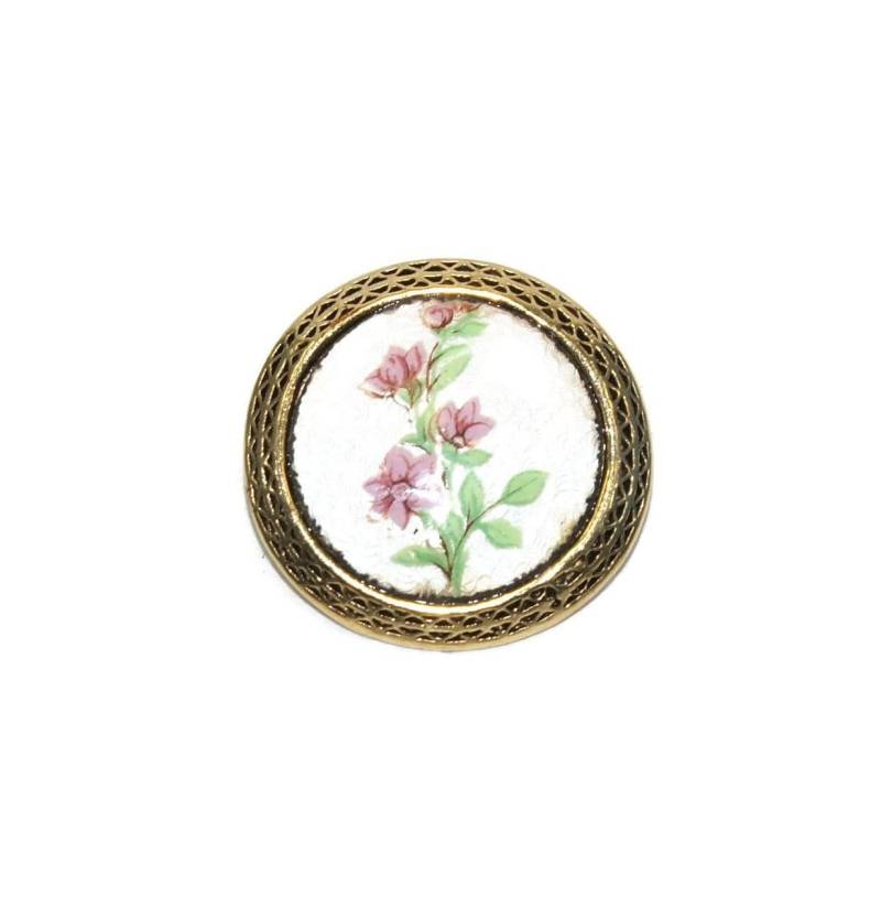 1928 Vintage Gold Tone Und Keramik Blumen Brosche. Gepunzt 1928 Vintage Gold Tone Und Keramik Blumen Brosche. Gepunzt von ADreamersCarnival