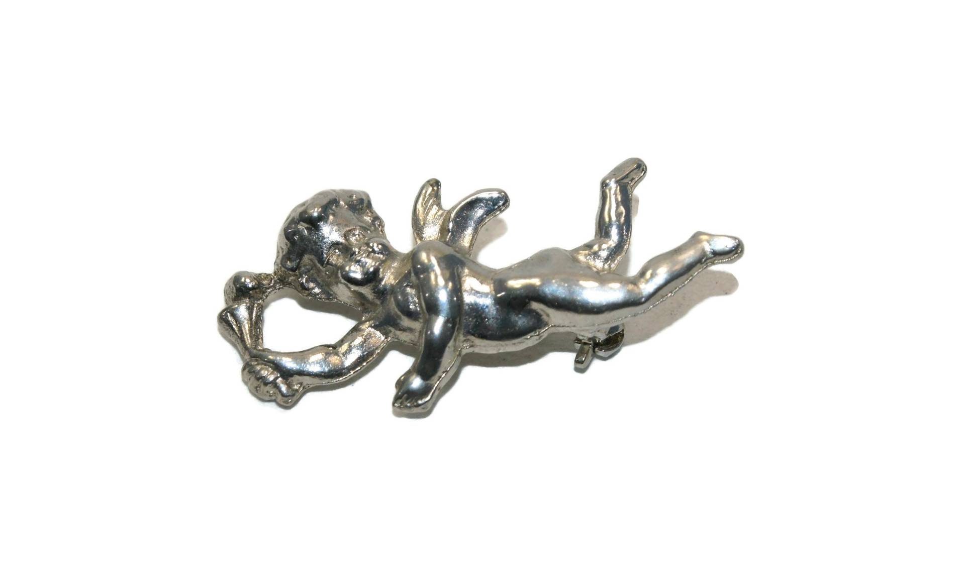 Kleine Vintage Silber Ton Fliegende Schutzengel Religiöse Pin Brosche von ADreamersCarnival