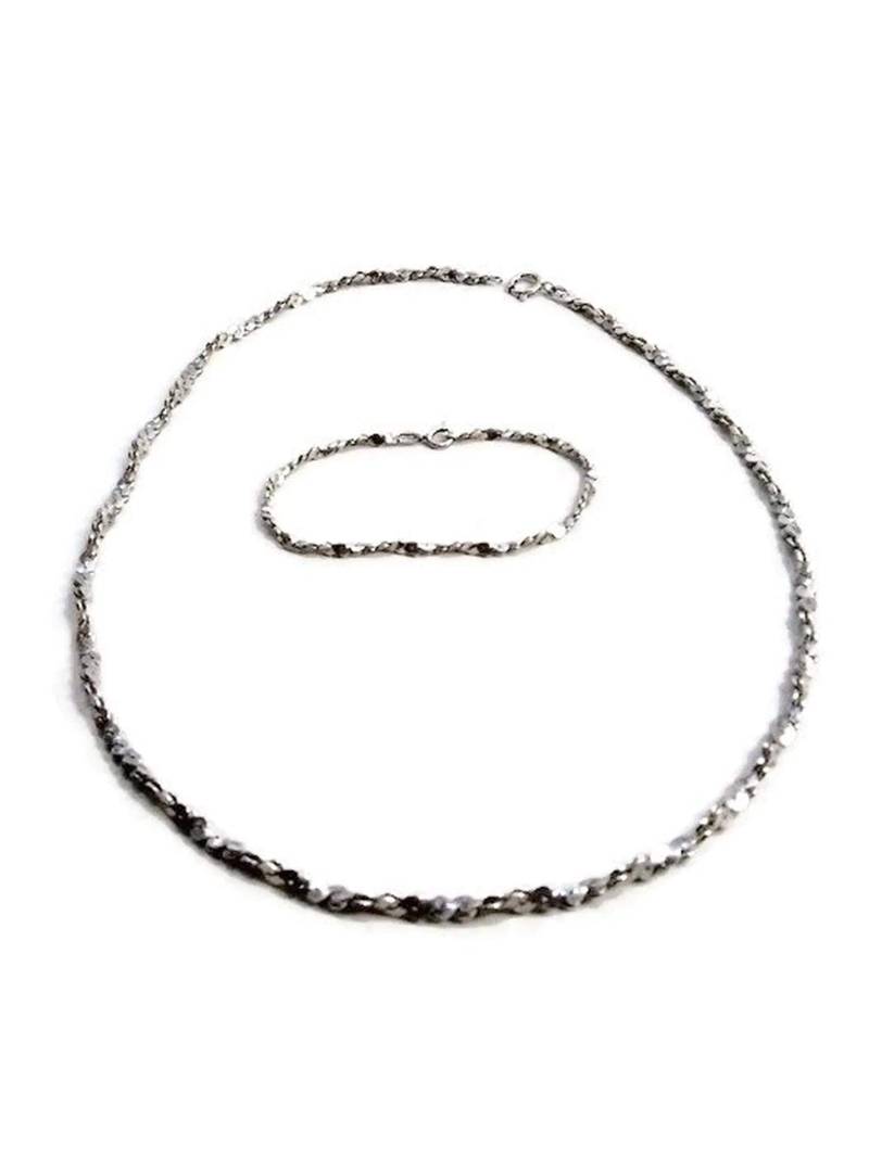 Schwere Sterling Silber Twisted Kette Muster Halskette Und Armband Set. Kette, 31 Gramm Gesamtgewicht. Signiert Italien 925 von ADreamersCarnival