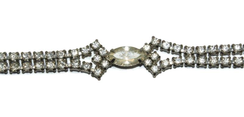 Vintage Art Deco Silber Ton Und Strass Armband Mit Klappverschluss. Für Business Abendkleidung von ADreamersCarnival