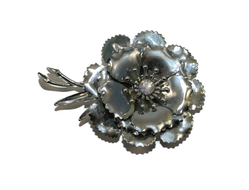Vintage Coro Silber Ton Und Ab Strass Blumen Brosche. Mit Punziert von ADreamersCarnival