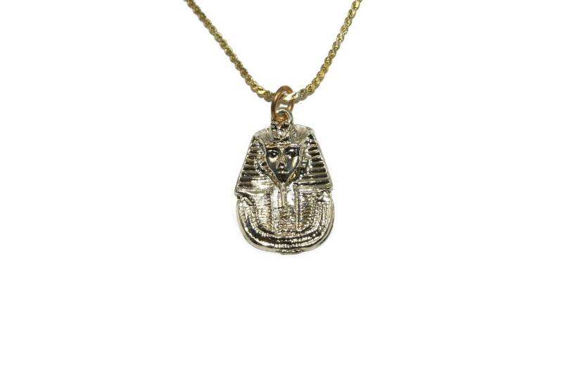 Vintage Gold Ton König Tut Anhänger An 18-Zoll-Kette Mit Federringverschluss von ADreamersCarnival