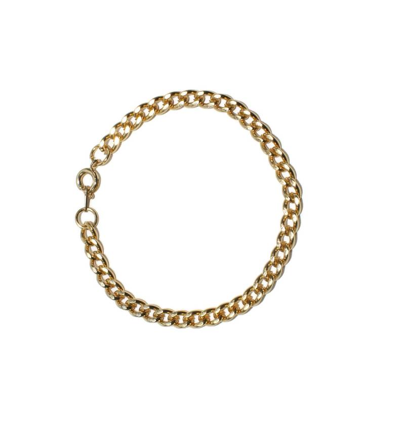 Vintage Gold Ton Minimalist Style 7-Zoll Panzerkette Link-Armband Mit Federring Verschluss von ADreamersCarnival