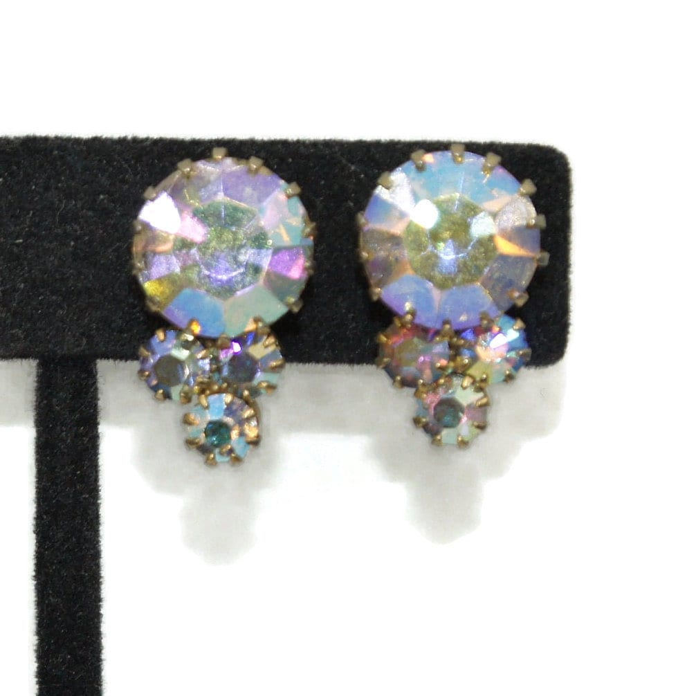 Vintage Gold Ton Und Aurora Borealis Strass Ohrringe. Für Business-, Abend - Formelle Kleidung von ADreamersCarnival