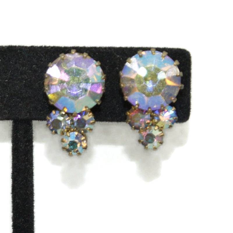 Vintage Gold Ton Und Aurora Borealis Strass Ohrringe. Für Business-, Abend - Formelle Kleidung von ADreamersCarnival