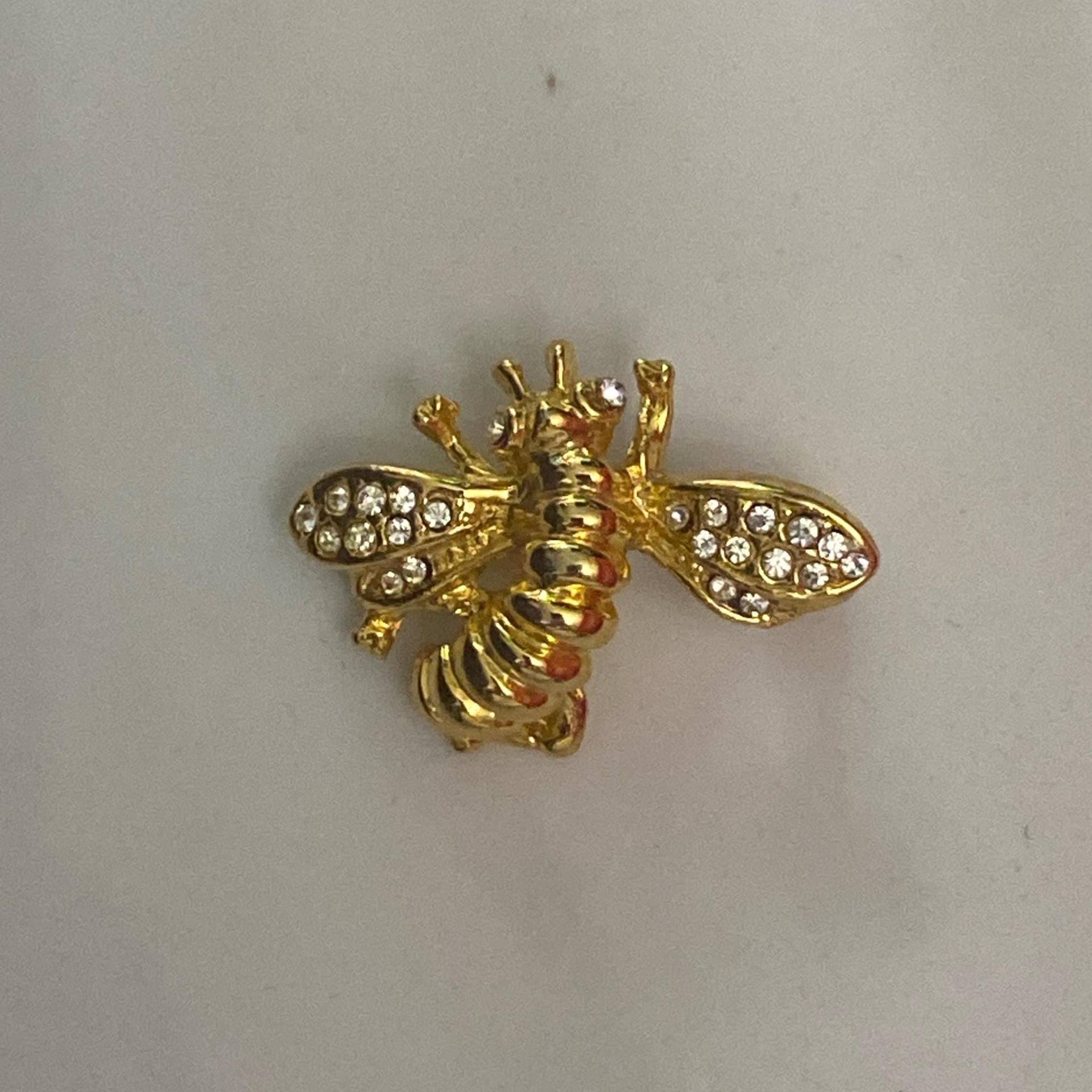 Vintage Hummel Brosche/Pin Clip, Insekt Brosche. Tier Gold Tone Klare Strasssteine von ADreamersCarnival