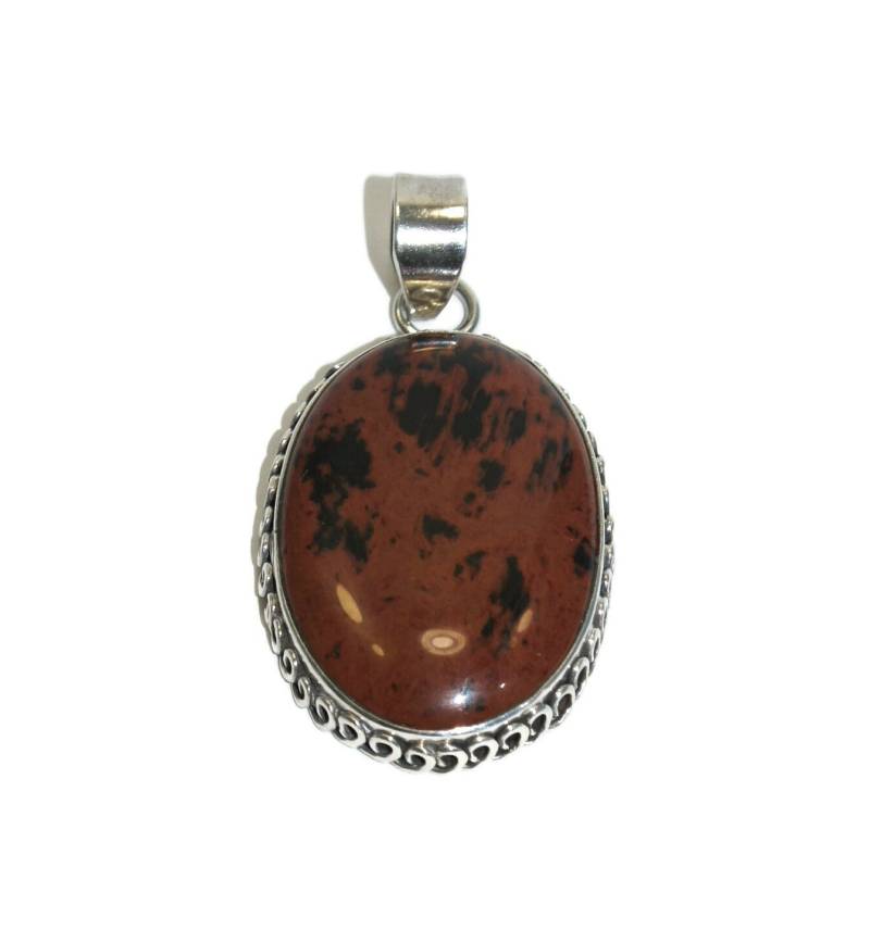 Vintage Oval Sterling Silber Und Roter Jaspis Anhänger. Punziert 925 von ADreamersCarnival
