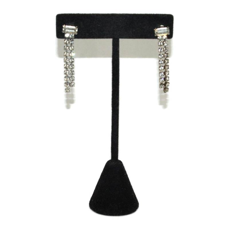 Vintage Silber Ton Und Klare Strasssteine Baumeln Ohrringe Mit Pfosten-Rücken Für Durchbohrte Ohren von ADreamersCarnival