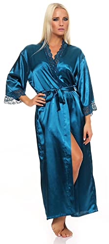 AE Damen langes Kimono Seidenrobe Morgenmantel; Petrol L von AE