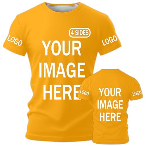 AEDOSW Personalisierte T-Shirts für Herren und Damen Unisex Rundhals T-Shirt mit eigenem Foto, Text oder Logo gestalten Vorder- und Rückseite bedruckbar, individuell anpassbares Shirt für Erwachsene von AEDOSW