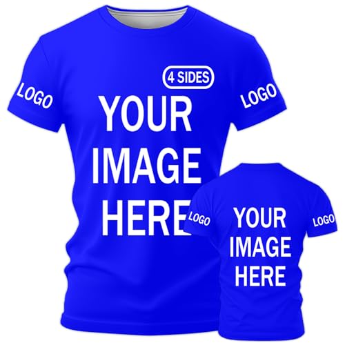 AEDOSW Personalisierte T-Shirts für Herren und Damen Unisex Rundhals T-Shirt mit eigenem Foto, Text oder Logo gestalten Vorder- und Rückseite bedruckbar, individuell anpassbares Shirt für Erwachsene von AEDOSW