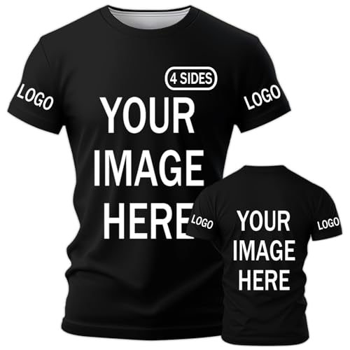 AEDOSW Personalisierte T-Shirts für Herren und Damen Unisex Rundhals T-Shirt mit eigenem Foto, Text oder Logo gestalten Vorder- und Rückseite bedruckbar, individuell anpassbares Shirt für Erwachsene von AEDOSW