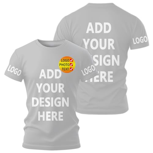 AEDOSW Personalisierte T-Shirts für Männer und Frauen – Unisex Rundhals T-Shirt individuell gestalten mit eigenem Bild, Text oder Logo – Bedrucktes T-Shirt vorne und hinten für Erwachsene von AEDOSW