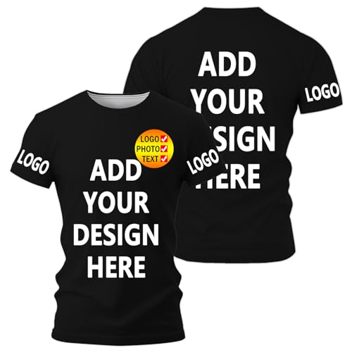AEDOSW Personalisierte T-Shirts für Männer und Frauen – Unisex Rundhals T-Shirt individuell gestalten mit eigenem Bild, Text oder Logo – Bedrucktes T-Shirt vorne und hinten für Erwachsene von AEDOSW