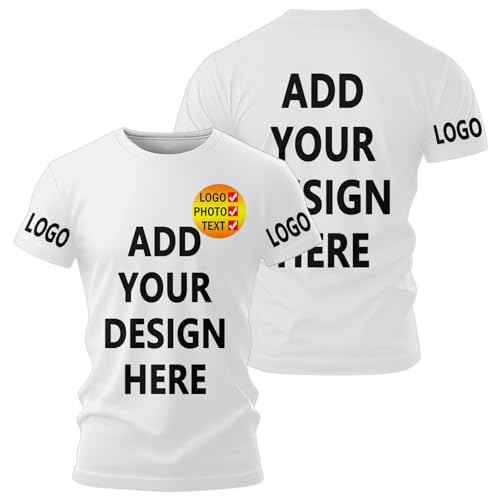 AEDOSW Personalisierte T-Shirts für Männer und Frauen – Unisex Rundhals T-Shirt individuell gestalten mit eigenem Bild, Text oder Logo – Bedrucktes T-Shirt vorne und hinten für Erwachsene von AEDOSW