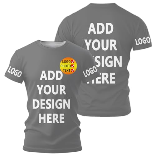 AEDOSW Personalisierte T-Shirts für Männer und Frauen – Unisex Rundhals T-Shirt individuell gestalten mit eigenem Bild, Text oder Logo – Bedrucktes T-Shirt vorne und hinten für Erwachsene von AEDOSW