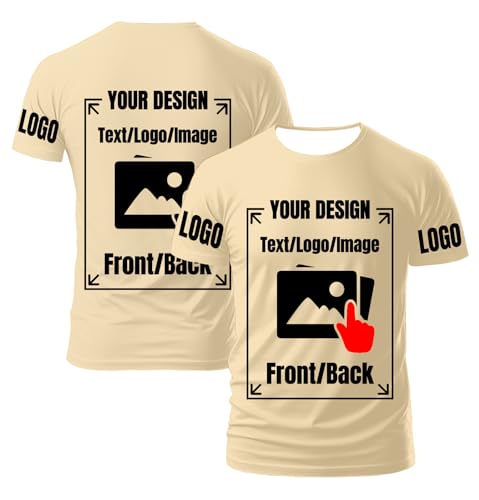 AEDOSW Personalisierte T-Shirts für Männer und Frauen – Unisex Rundhals T-Shirt individuell gestalten mit eigenem Foto, Text oder Logo – Bedrucktes T-Shirt vorne und hinten für Erwachsene von AEDOSW
