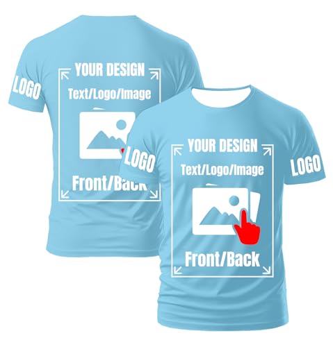 AEDOSW Personalisierte T-Shirts für Männer und Frauen – Unisex Rundhals T-Shirt individuell gestalten mit eigenem Foto, Text oder Logo – Bedrucktes T-Shirt vorne und hinten für Erwachsene von AEDOSW