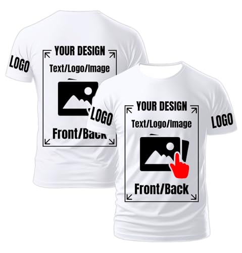 AEDOSW Personalisierte T-Shirts für Männer und Frauen – Unisex Rundhals T-Shirt individuell gestalten mit eigenem Foto, Text oder Logo – Bedrucktes T-Shirt vorne und hinten für Erwachsene von AEDOSW