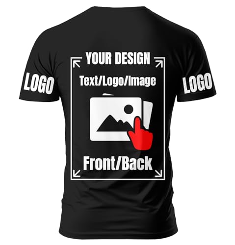 AEDOSW Personalisierte T-Shirts für Männer und Frauen – Unisex Rundhals T-Shirt individuell gestalten mit eigenem Foto, Text oder Logo – Bedrucktes T-Shirt vorne und hinten für Erwachsene von AEDOSW