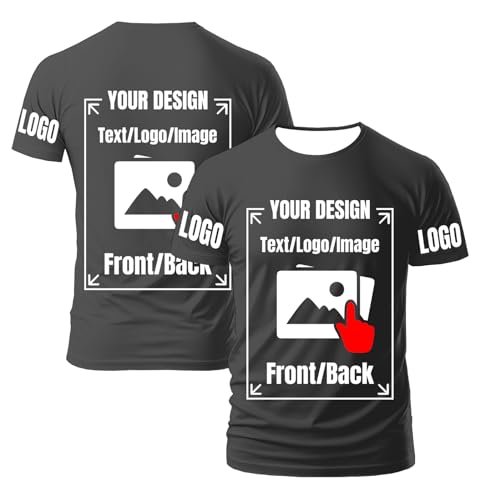AEDOSW Personalisierte T-Shirts für Männer und Frauen – Unisex Rundhals T-Shirt individuell gestalten mit eigenem Foto, Text oder Logo – Bedrucktes T-Shirt vorne und hinten für Erwachsene von AEDOSW