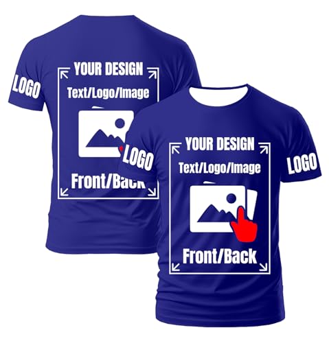 AEDOSW Personalisierte T-Shirts für Männer und Frauen – Unisex Rundhals T-Shirt individuell gestalten mit eigenem Foto, Text oder Logo – Bedrucktes T-Shirt vorne und hinten für Erwachsene von AEDOSW