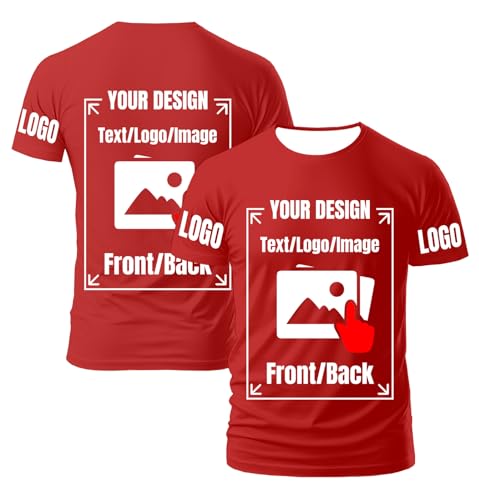 AEDOSW Personalisierte T-Shirts für Männer und Frauen – Unisex Rundhals T-Shirt individuell gestalten mit eigenem Foto, Text oder Logo – Bedrucktes T-Shirt vorne und hinten für Erwachsene von AEDOSW