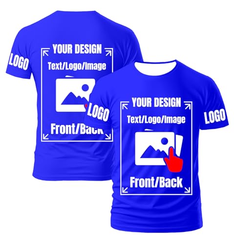 AEDOSW Personalisierte T-Shirts für Männer und Frauen – Unisex Rundhals T-Shirt individuell gestalten mit eigenem Foto, Text oder Logo – Bedrucktes T-Shirt vorne und hinten für Erwachsene von AEDOSW