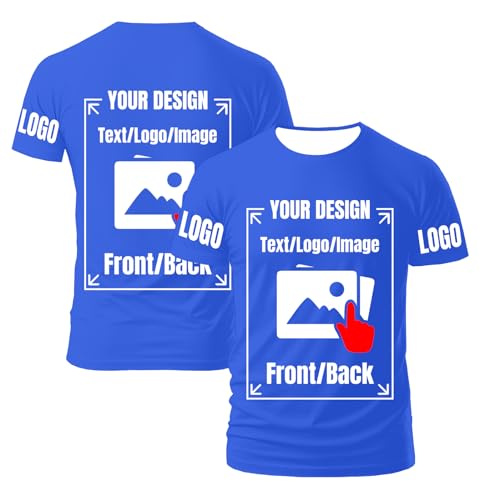 AEDOSW Personalisierte T-Shirts für Männer und Frauen – Unisex Rundhals T-Shirt individuell gestalten mit eigenem Foto, Text oder Logo – Bedrucktes T-Shirt vorne und hinten für Erwachsene von AEDOSW