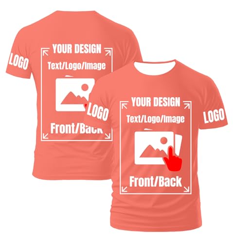 AEDOSW Personalisierte T-Shirts für Männer und Frauen – Unisex Rundhals T-Shirt individuell gestalten mit eigenem Foto, Text oder Logo – Bedrucktes T-Shirt vorne und hinten für Erwachsene von AEDOSW