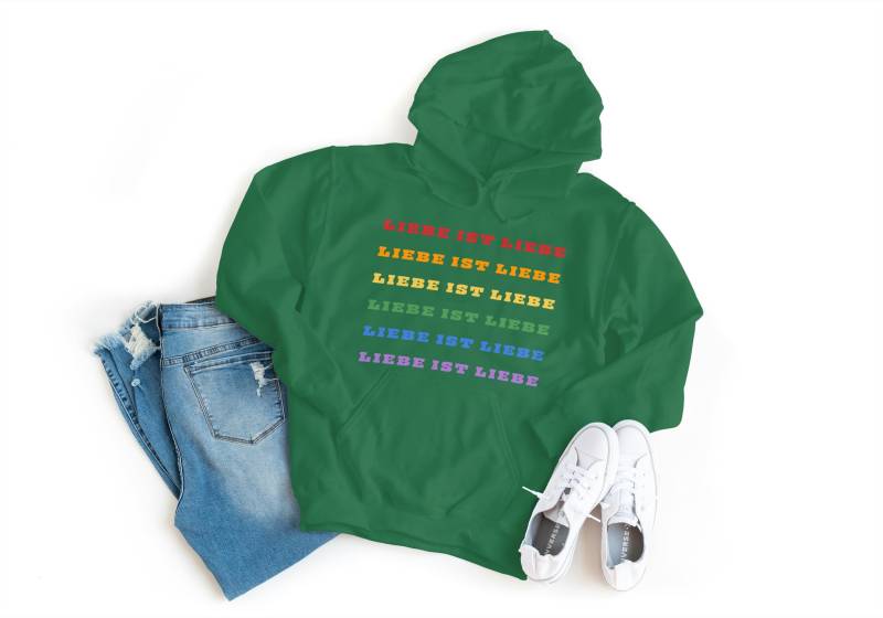 Liebe Ist Hoodie - Unisex Kapuzenpullover Mit Regenbogen-Design | Lgbtq+ Pride Statement Verschiedene Farben Verfügbar von AEFelix25