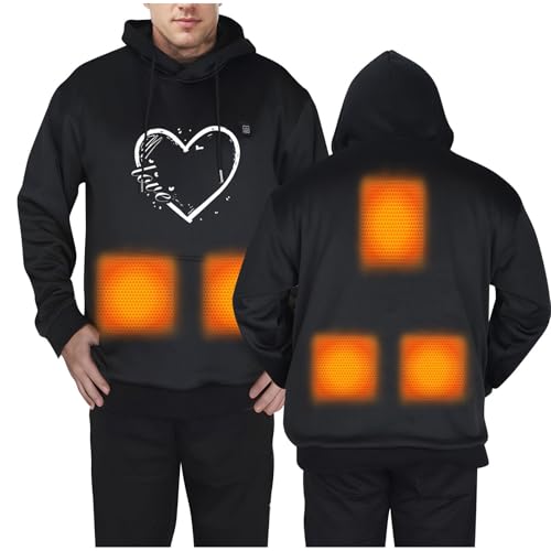 2024Beheizbare Hoodie Damen Beheizbare Pullover Herren Damen Langarm Baumwolle Beheizte Kapuzenpullover USB Elektrisch Beheizbare Sweatershirt mit Kapuze Erwachsene Bluse Tops Mantel mit Heizung von AEGJEGVD