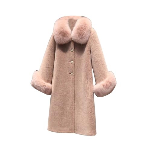AEGJEGVD 2024 Damen Wintermantel Elegant Winter Kunstpelz Jacke Warm Outwear Mit Faux Pelz Kragen Felljacke Lang Mantel Winterparka elegant von AEGJEGVD