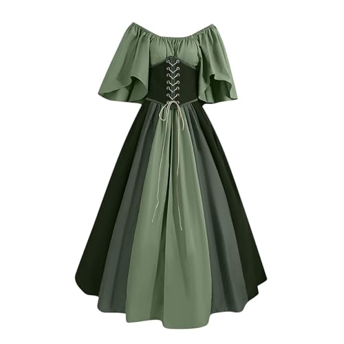 AEGJEGVD 2025 Mittelalter Kleid Damen Renaissance Retro Partykleid Mittelalter Kostüme Damen Gothic Kleider Halloween Karneval Kostüm Damen Vintage Maxikleid Für Halloween Karneval Kostüm von AEGJEGVD