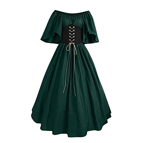AEGJEGVD 2025 Mittelalter Kleid Damen Renaissance Retro Partykleid Mittelalter Kostüme Damen Gothic Kleider Halloween Karneval Kostüm Damen Vintage Maxikleid Für Halloween Karneval Kostüm von AEGJEGVD