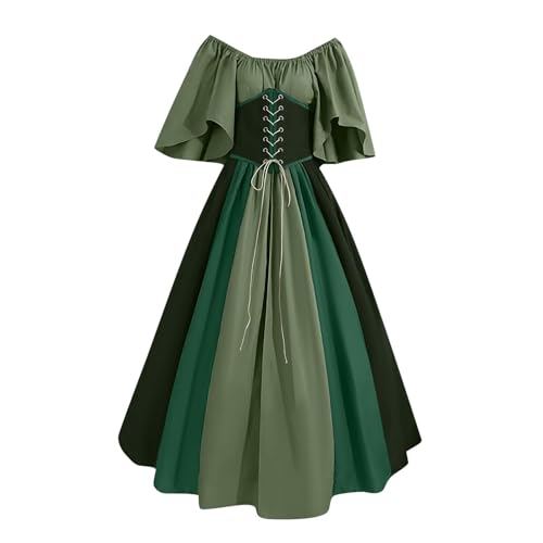 AEGJEGVD 2025 Mittelalter Kleid Damen Renaissance Retro Partykleid Mittelalter Kostüme Damen Gothic Kleider Halloween Karneval Kostüm Damen Vintage Maxikleid Für Halloween Karneval Kostüm von AEGJEGVD