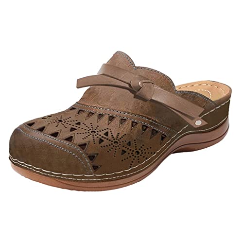 AEGJEGVD Damen Clogs Sommer Atmungsaktiv Strand Sandalen Bequem Plateau Gartenclogs Outdoor Pantoletten Rutschfest Gartenschuhe Pantoffeln Damensandalen Strandschuhe Bequeme Sandaletten von AEGJEGVD